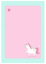 Letter, blank, wish list, page for notes in childish style in unicorn theme.